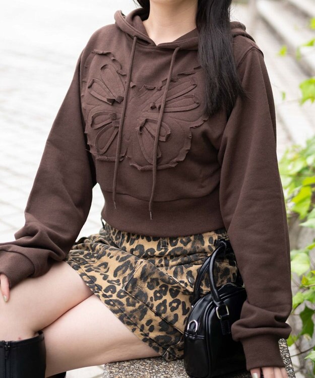 WEGO バタフライプルパーカー ブラウン