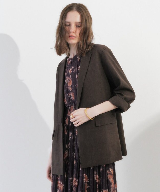 YECCA VECCA マシンウォッシャブルリネンライクジャケット Brown