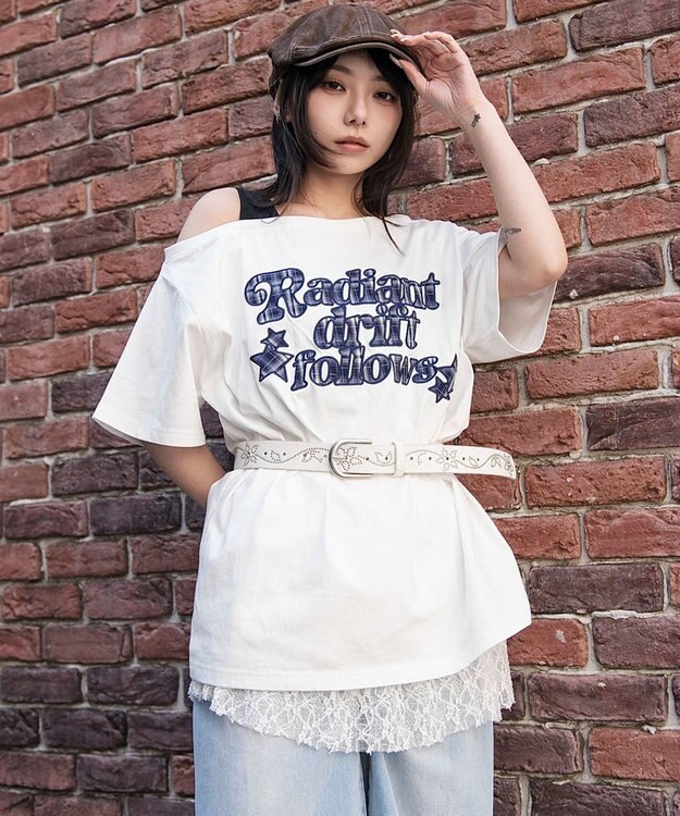 WEGO タンクレイヤードワンショルビッグT ホワイト