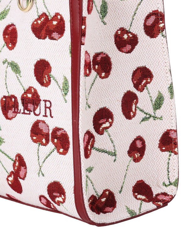 Maison de FLEUR チェリー柄ゴブラン２Ｗａｙスクエアトートバッグ Red
