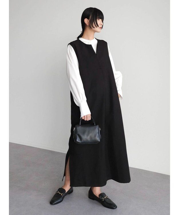 Green Parks ハイスペック共布リボン付ジャンスカ Black