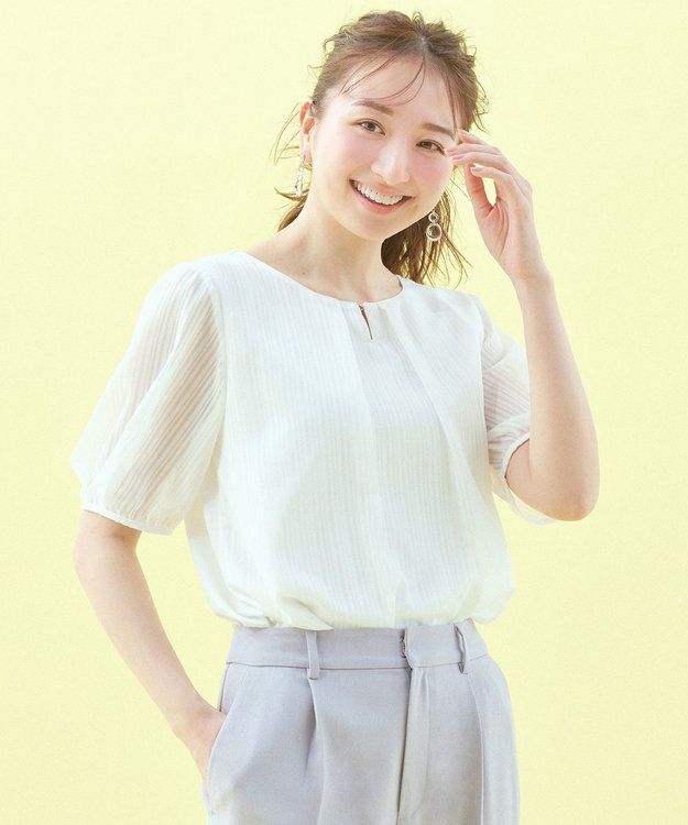 ANY SIS 【吸水速乾・UVケア・接触冷感】コンフォートジャージー ブラウス オフホワイト