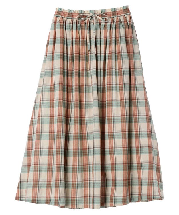 CRAFT STANDARD BOUTIQUE チェックギャザーロングスカート Beige