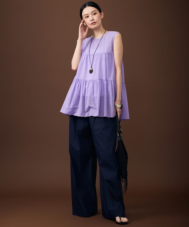 自由区 ファンクショナル2タックワイド パンツ ネイビー