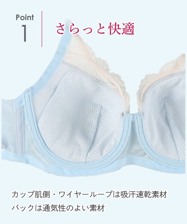 Wing ブラジャー 夏のブラストレスから解放 汗の不快感を軽減(カップ肌側・ワイヤーループ・バック) 背中すっきり 【ときはなつブラ】 フルカップ KB2172 ウイング／ワコール サックス