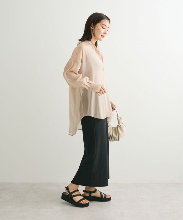 Green Parks シアーシャイニーシャツ Beige