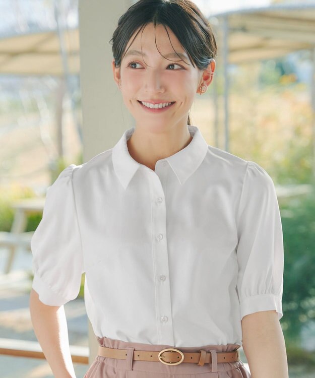 Tiaclasse L 【新色追加】パフスリーブシャツブラウス オフホワイト