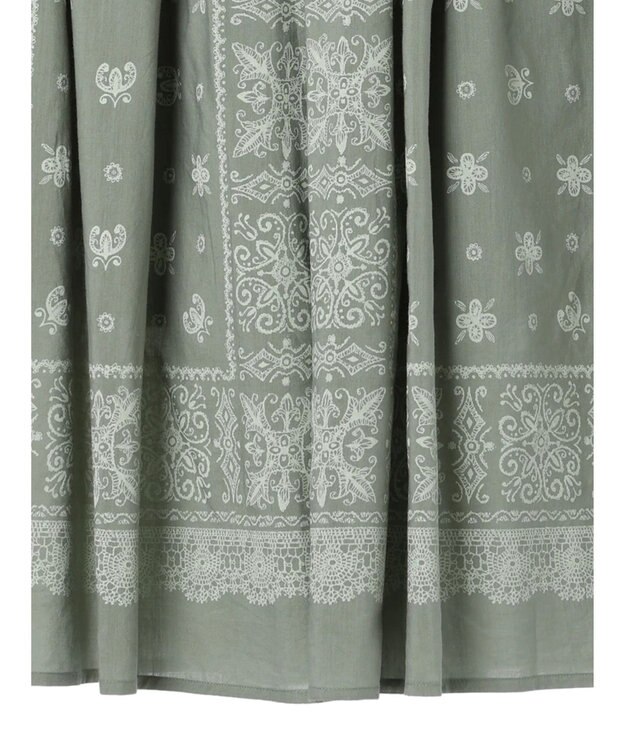 CRAFT STANDARD BOUTIQUE パネル柄マキシギャザースカート Light Green