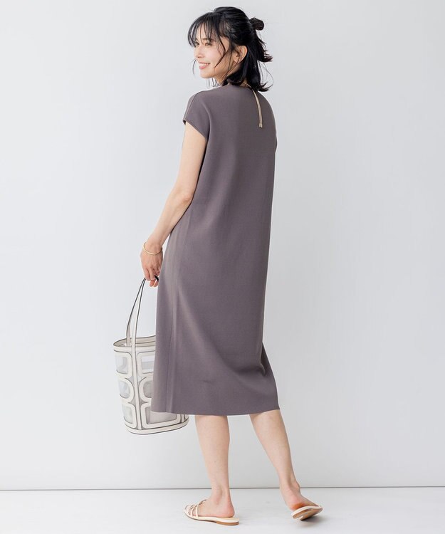 23区 【洗える】アセテートミラノリブ ニットワンピース ブラウン系