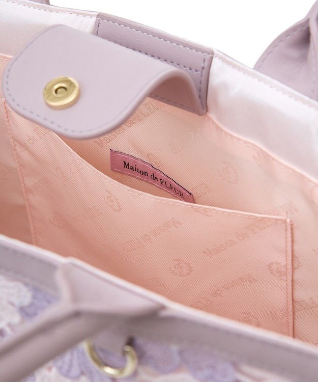 Maison de FLEUR フラワーレーススクエアトートバッグ Lavender