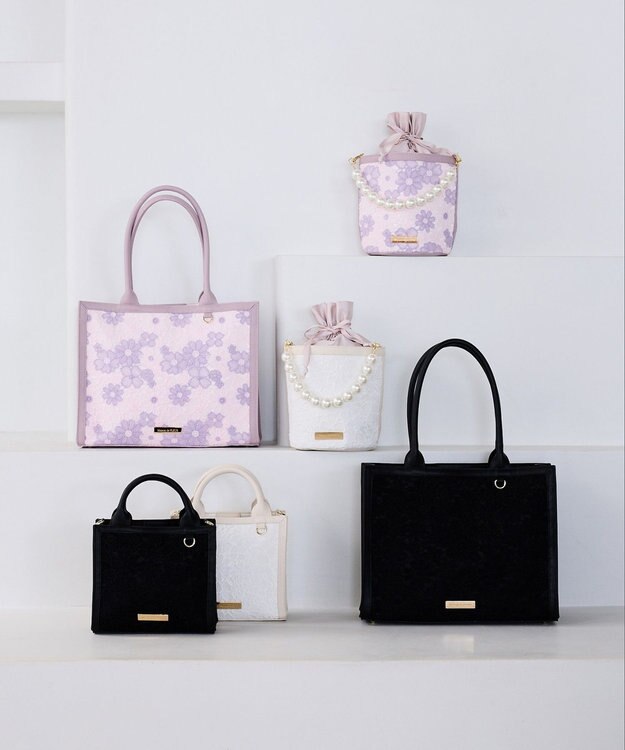 Maison de FLEUR フラワーレーススクエアトートバッグ Lavender