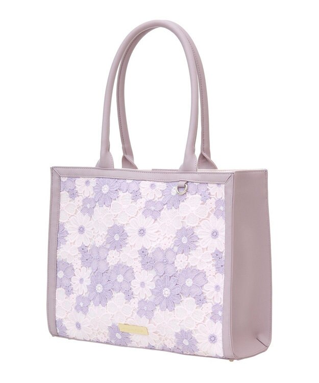 Maison de FLEUR フラワーレーススクエアトートバッグ Lavender