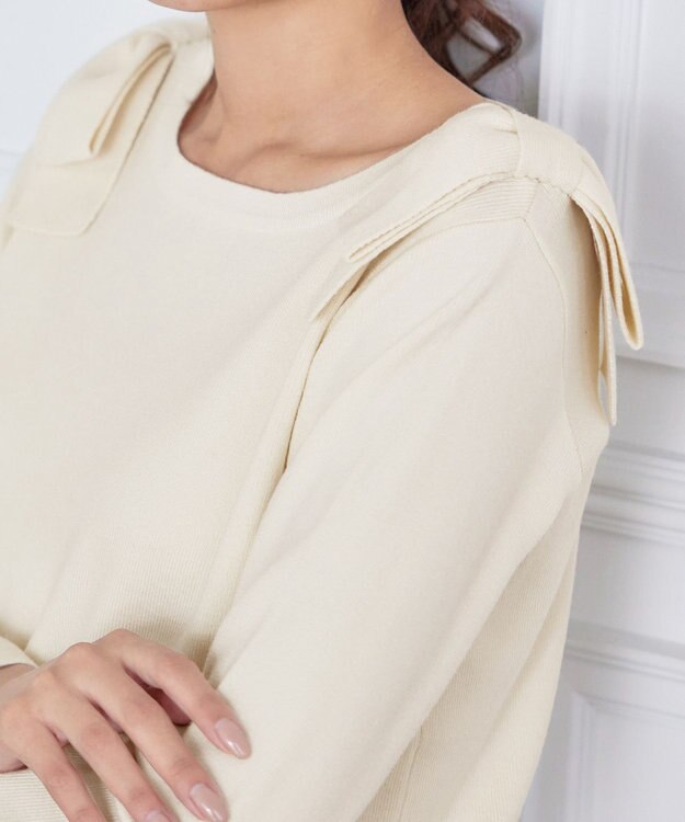 Tiaclasse 【洗える】ショルダーリボンニットトップス オフホワイト