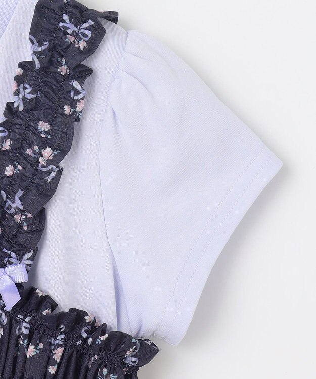 ANY KIDS フラワー×リボン ビスチェ付きTシャツ ネイビー