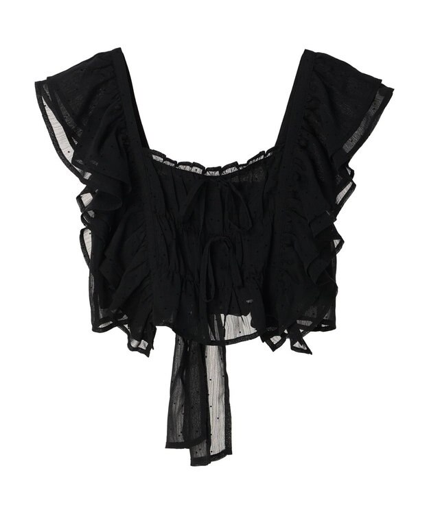 earth music&ecology フロッキードットフリルビスチェ Black