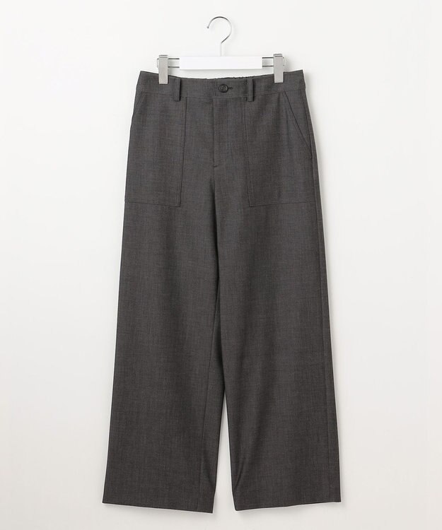 J.PRESS LADIES S シャンブレー2wayストレッチ ワイド ストレート パンツ チャコール系