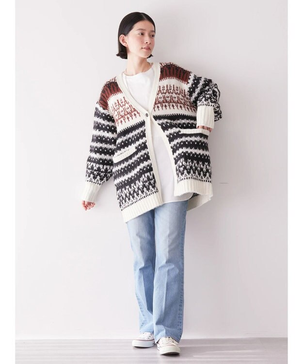 AMERICAN HOLIC フェアアイル柄ニットカーディガン Brown