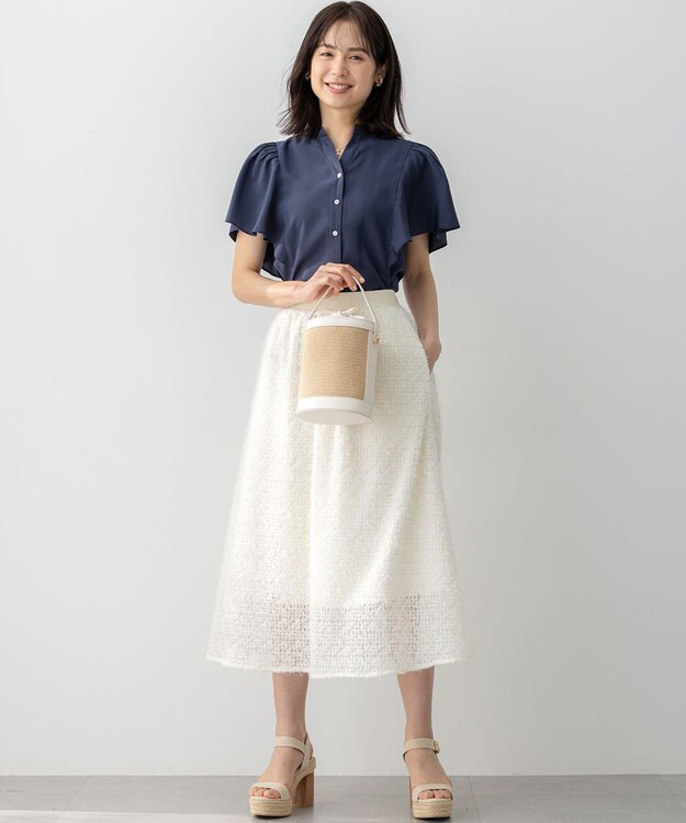 組曲 S 【WEB限定】ヴィンテージジョーゼットスキッパー ブラウス ネイビー系