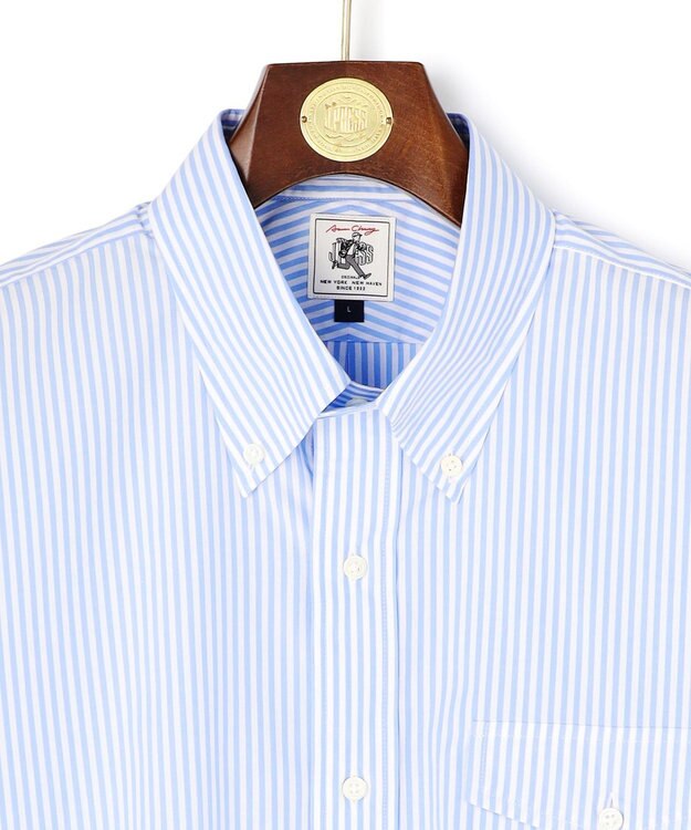 J.PRESS MEN 【AaronChang】【UNISEX】コットンタイプライター ストライプ シャツ / B.D. / Baggy-Fit サックスブルー系1