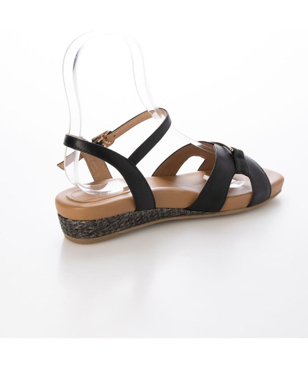 ing <ing>ローヒールウエッジサンダル ブラック