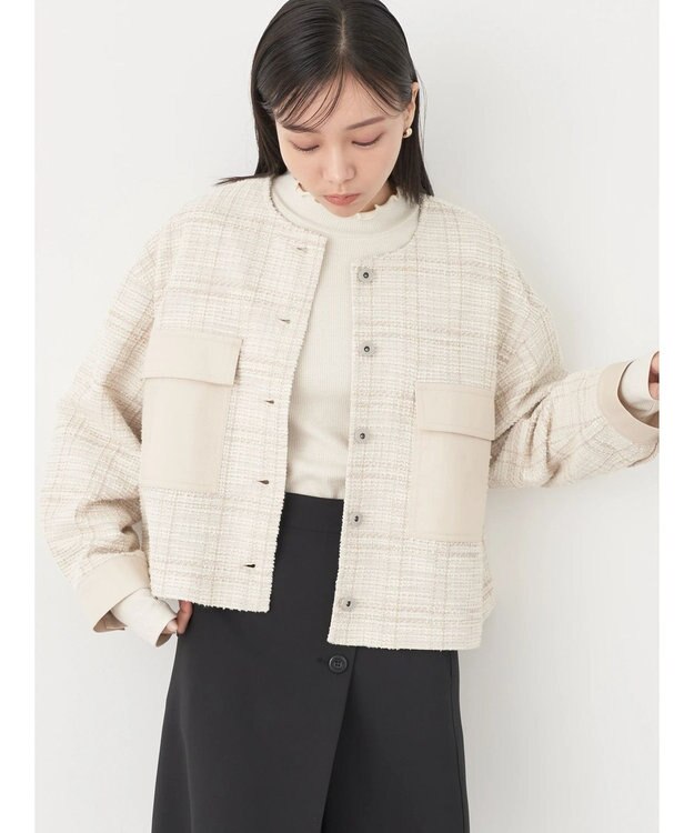 earth music&ecology ツイードジャケット（ｃｈｅｃｋ） Ivory