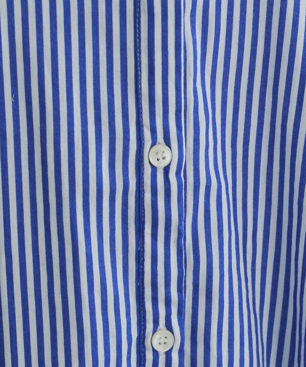 WEGO 【ANGIE VINTAGE】ボリュームスリーブ バンドカラー シャツワンピース ブルーストライプ