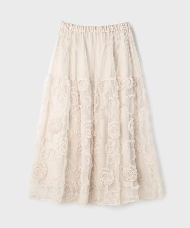 GRACE CONTINENTAL 刺繍チュールスカート キナリ