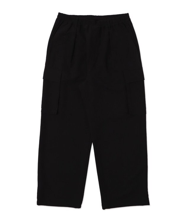WEGO 【ウエストゴム/MLサイズ展開】イージーワイドカーゴスラックス ブラック