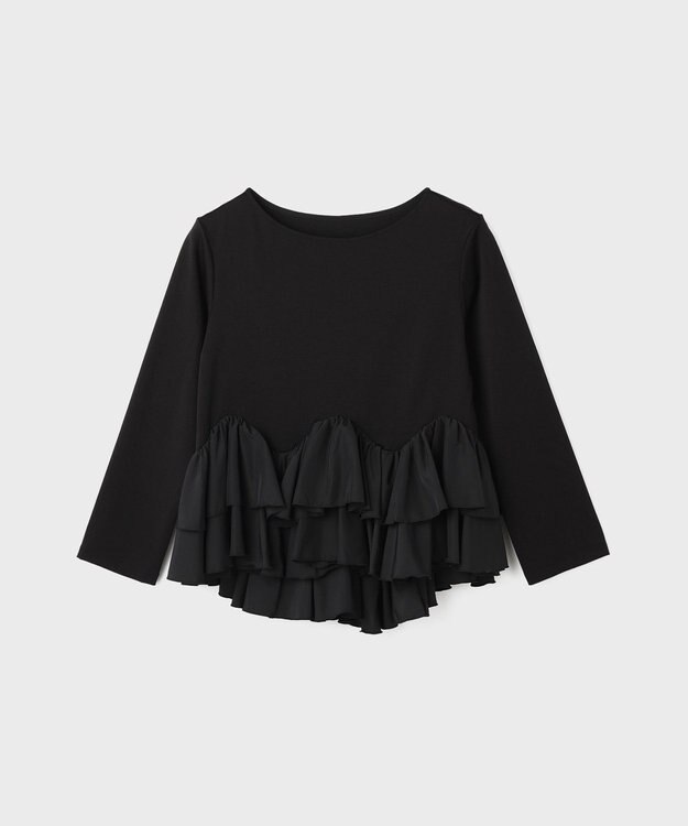 GRACE CONTINENTAL タフタフリルカットトップ ブラック