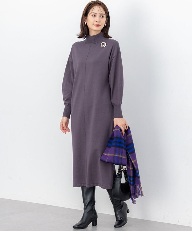 組曲 カシミヤブレンドウールストール パープル系