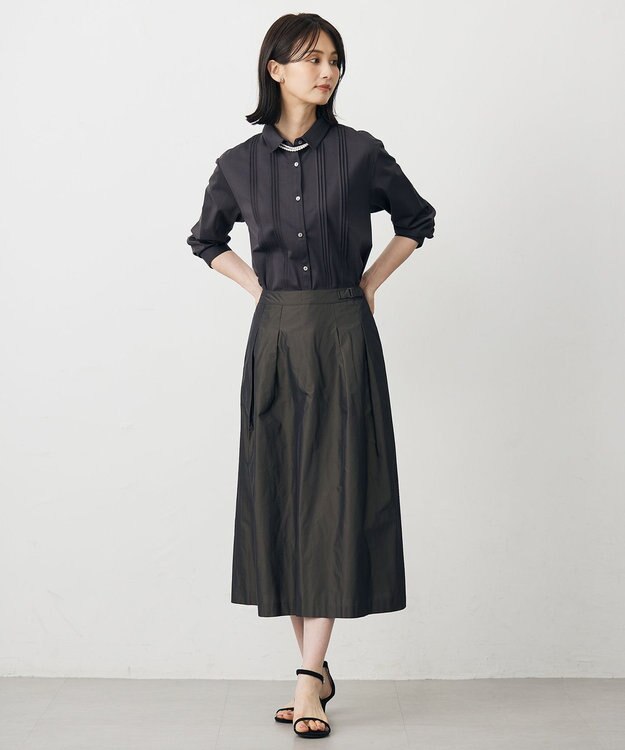 J.PRESS LADIES L ハイマルチタフタ フレアスカート ブラウン系