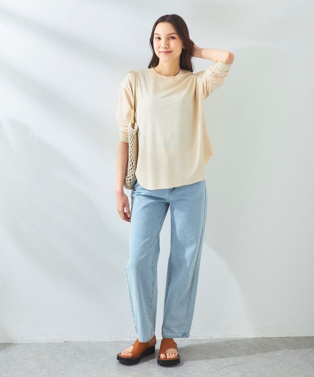 OP／FILA 【Ocean Pacific】シワ加工ラッシュガード付き タンキニデザイン水着4点セット アイボリー
