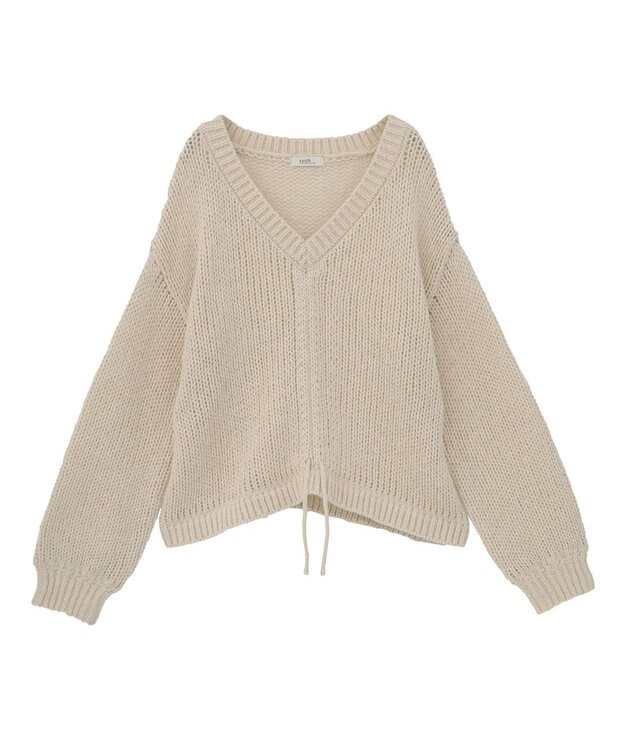 earth music&ecology フロントシャーリングニットプルオーバー アイボリー