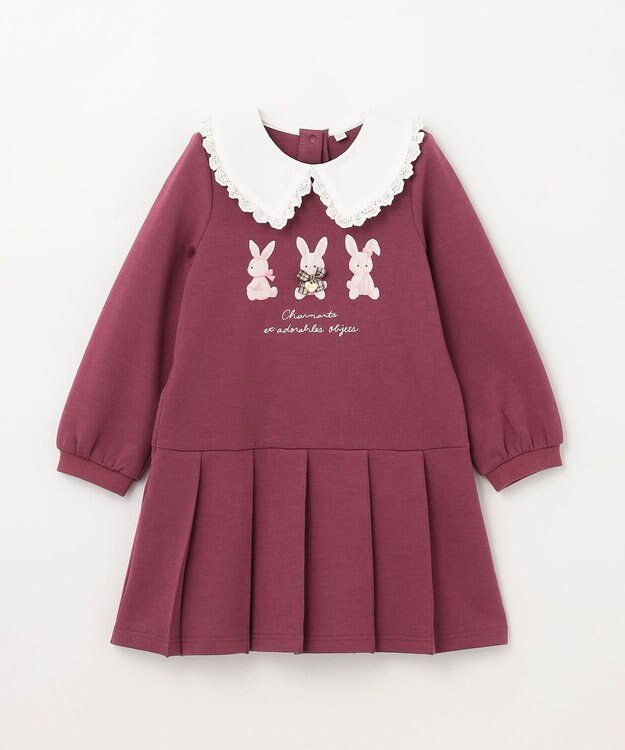 ANY KIDS 襟付き ワンピース ボルドー