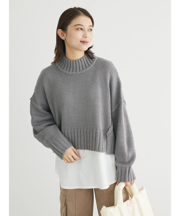 Green Parks ・ＳＵＧＡＲ　ＳＰＯＯＮ　ハイネックショートニット Gray Mixture