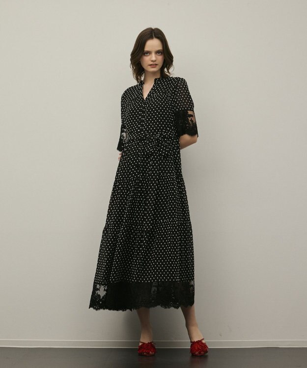 GRACE CONTINENTAL カフタンシフォンワンピース ブラック