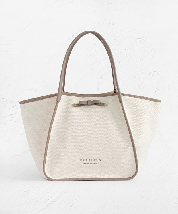 TOCCA 【A4サイズ対応】TRIM RIBBON CANVASTOTE トートバッグ ベージュ系