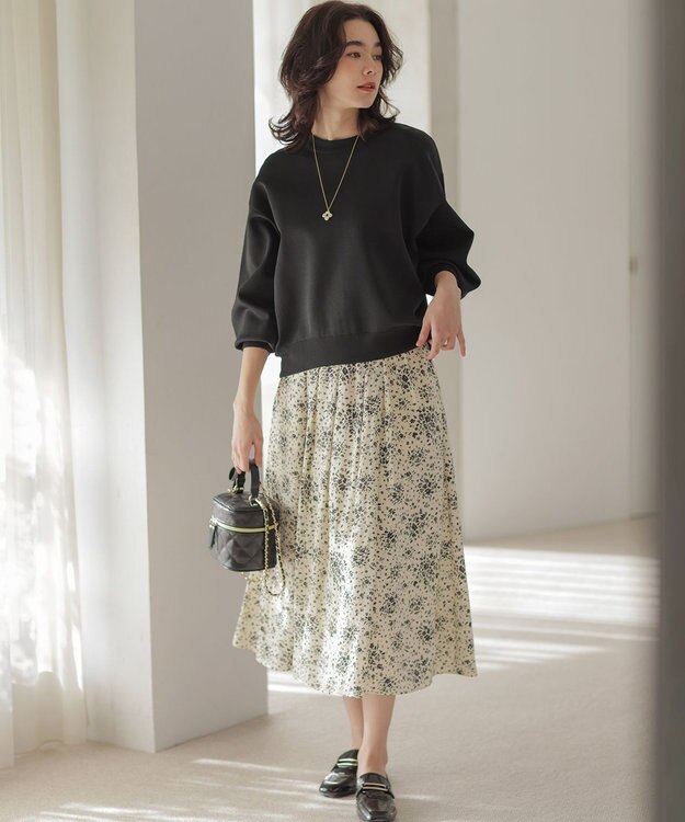 組曲 モザイクフラワープリント スカート アイボリー系5