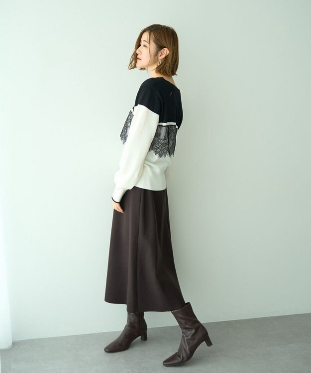 YECCA VECCA メルトンジャージーAラインスカート Brown