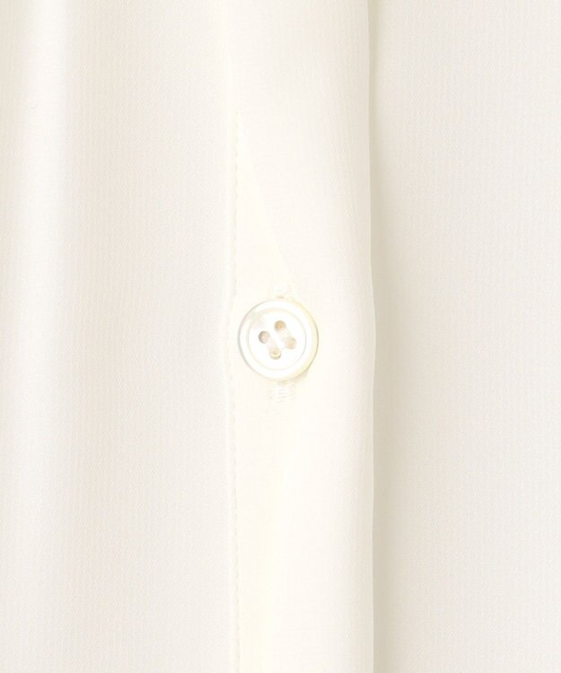 ICB 【洗える】BackSatinAmunzen 5分袖ラッフルデザインブラウス オフホワイト系