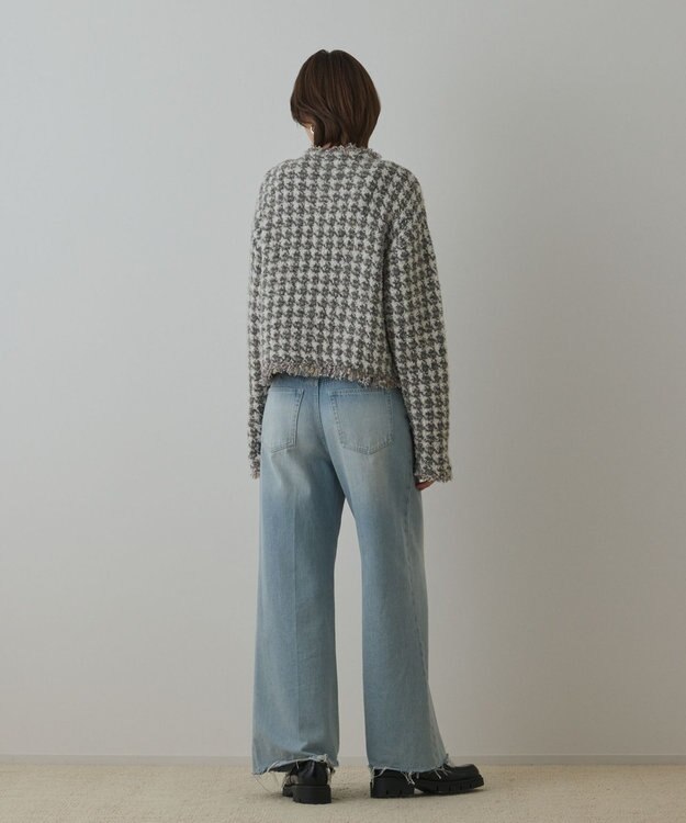 GRACE CONTINENTAL ツイードニットショートカーディガン グレー