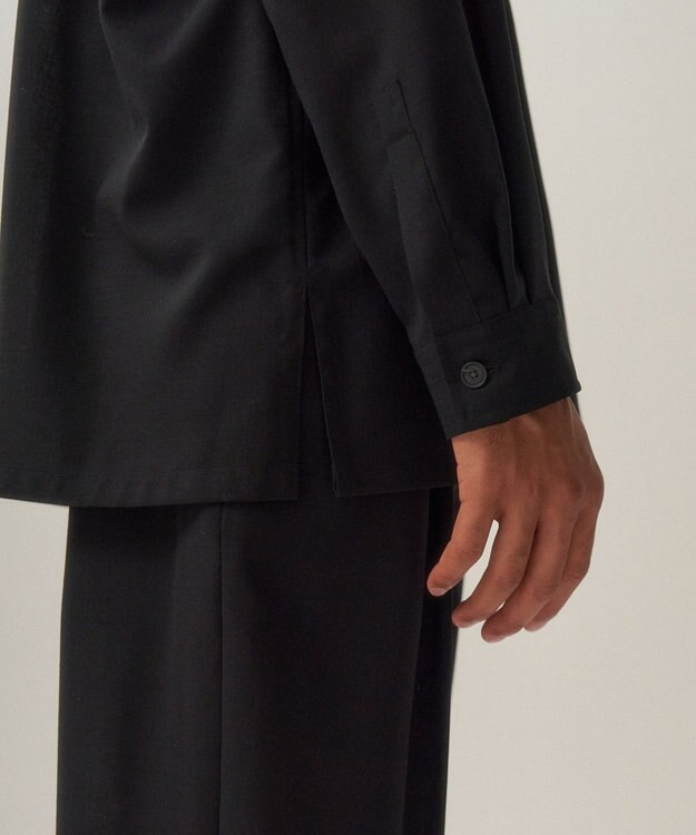 ATON TWIST WOOL TROPICAL | オーバーサイズシャツ - UNISEX BLACK