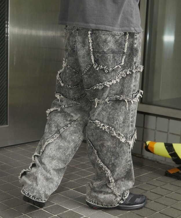 WEGO ダーツフリンジデニムパンツ デニムブラックソノタ