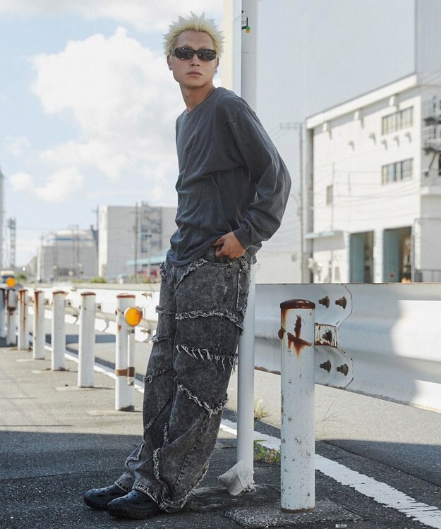 WEGO ダーツフリンジデニムパンツ デニムブラックソノタ