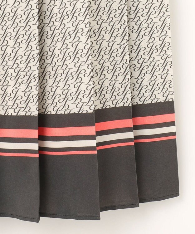 自由区 【セットアップ対応・洗える】モノグラムプリント スカート ベージュ×スレート