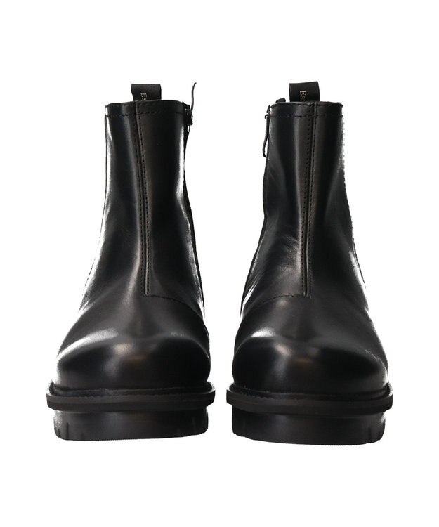 INTER-CHAUSSURES 【BUSSOLA】撥水厚底素材コンビショートブーツ ブラックコンビ