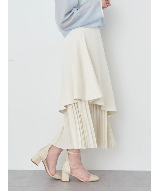 earth music&ecology プリーツドッキングスカート Ivory