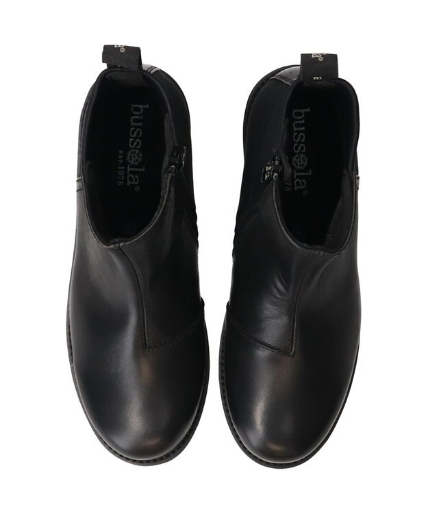 INTER-CHAUSSURES 【BUSSOLA】撥水厚底素材コンビショートブーツ ブラックコンビ