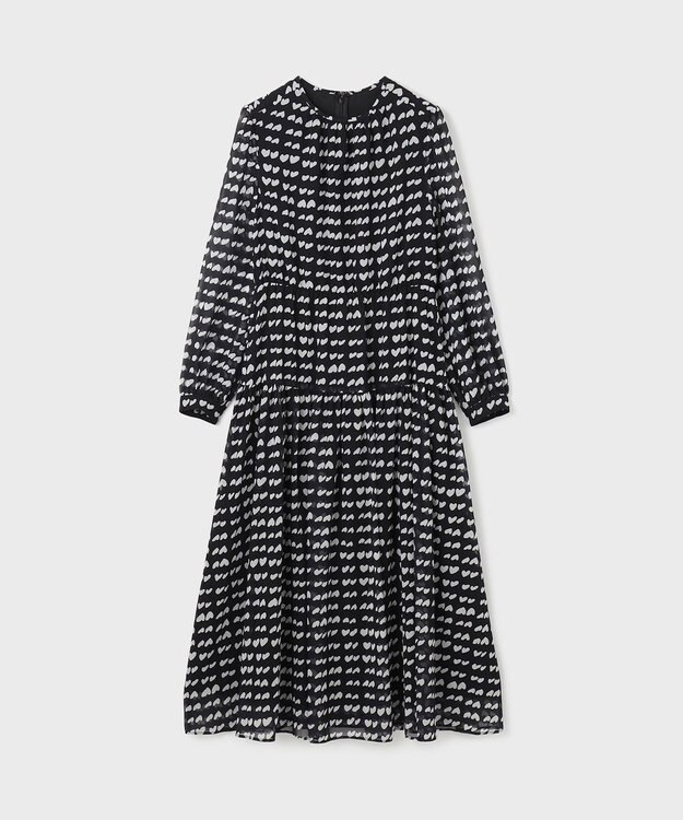 GRACE CONTINENTAL ハートキカプリントワンピース ブラック