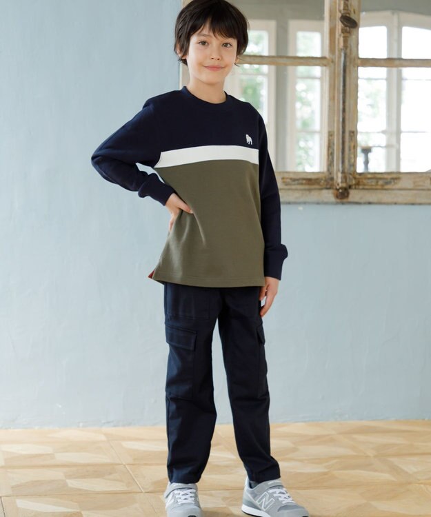 J.PRESS KIDS 【140-170cm】ブル刺繍 ブロッキングトレーナー ネイビー系2